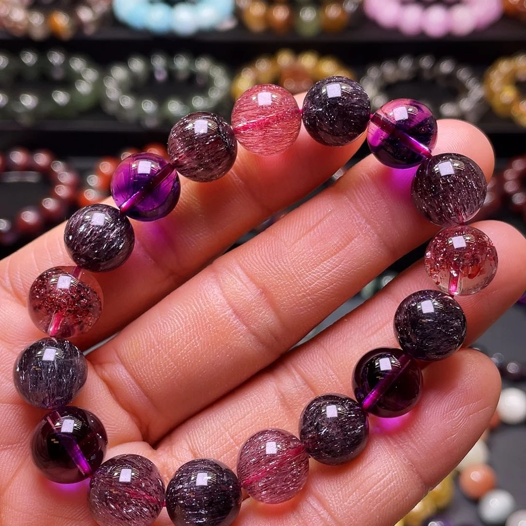 未镶嵌水晶手链黑加仑超七