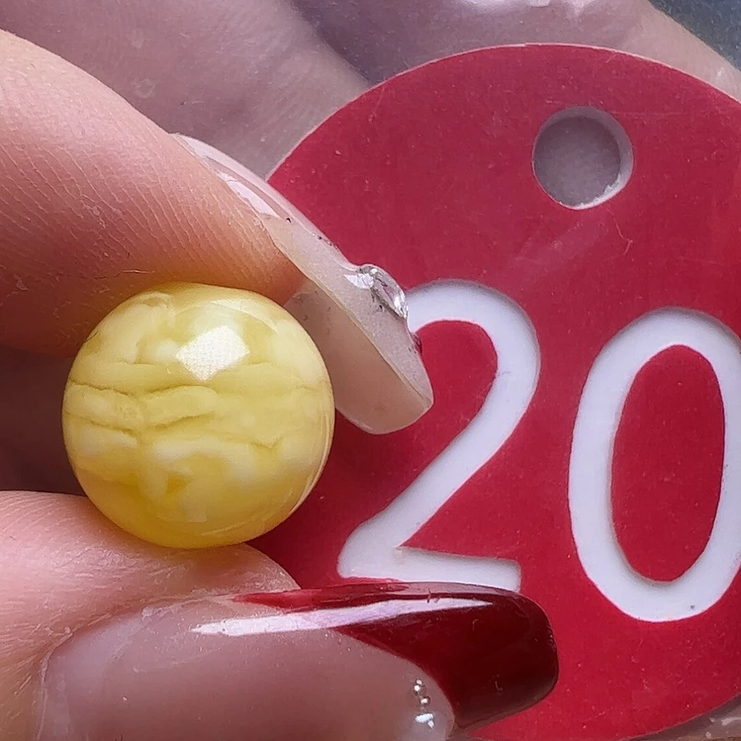 蜜蜡未镶嵌珠宝奇石11mm金瓷白虎皮圆珠