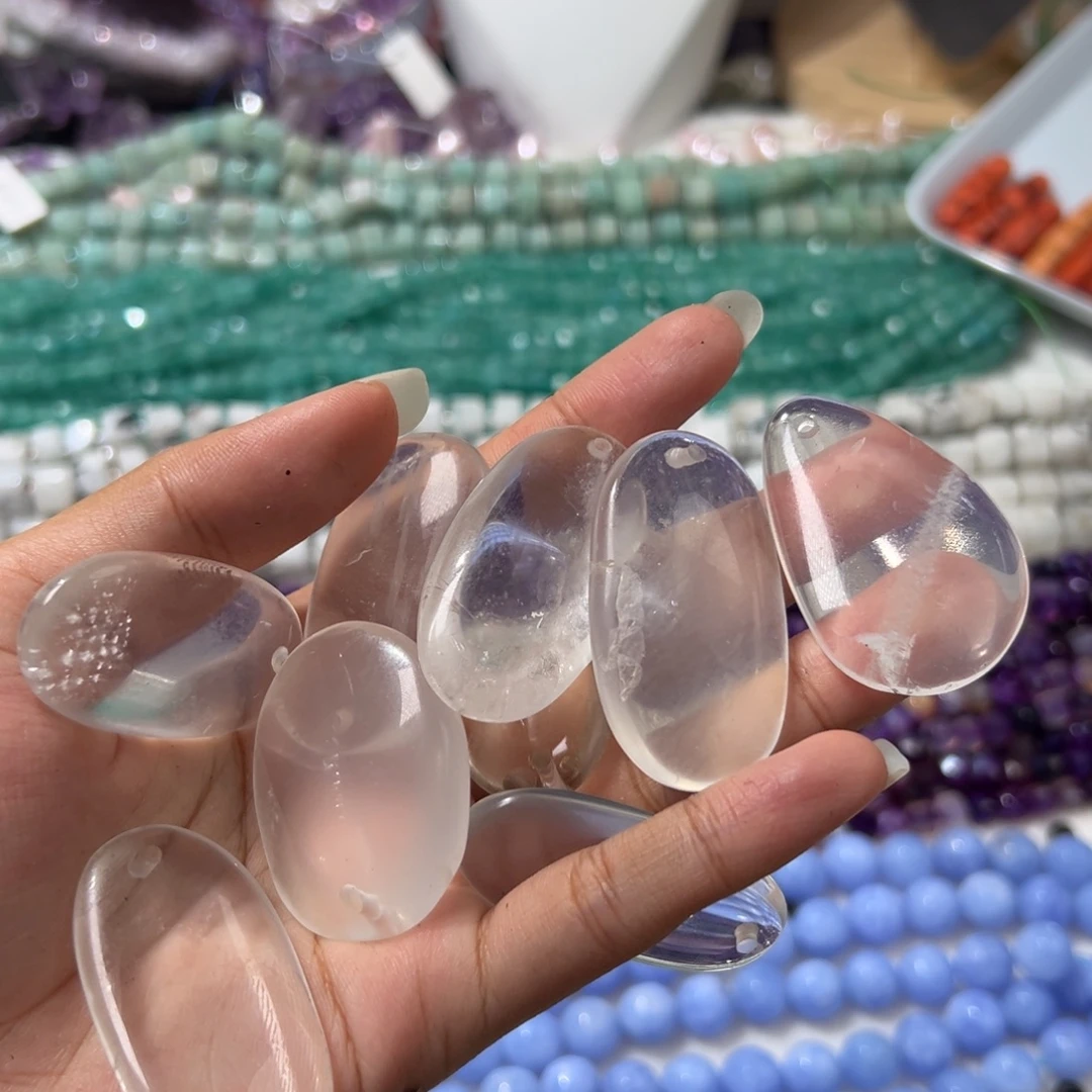 玛瑙/玉髓合金珠宝半成品Y210白水晶一个