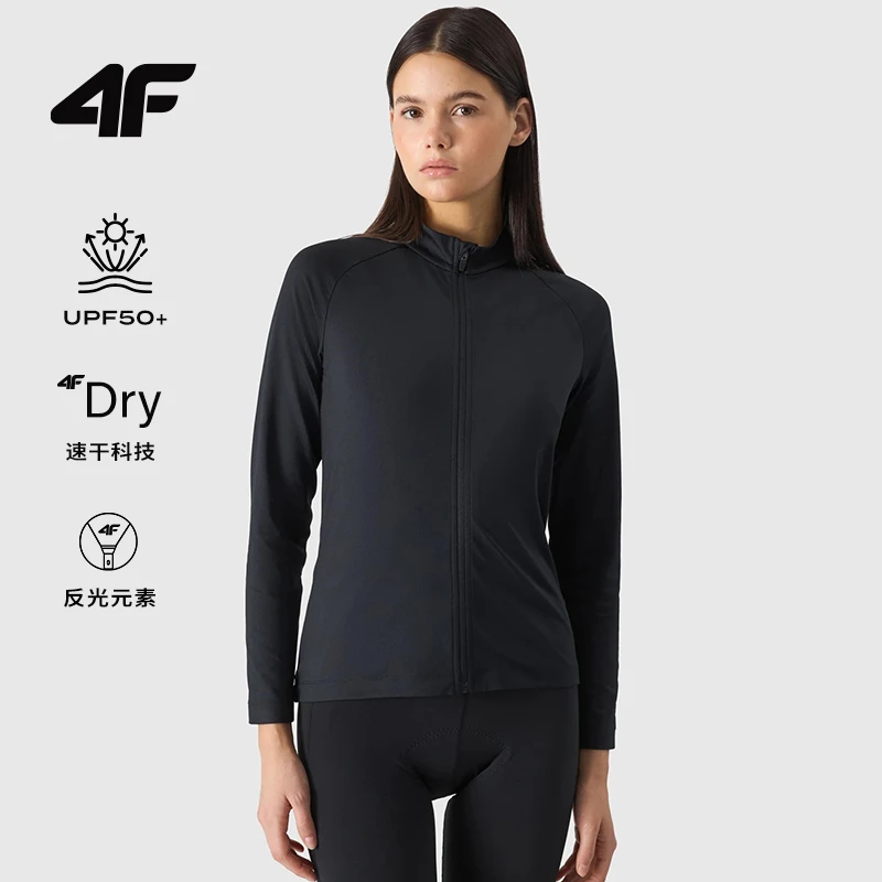 【4F】WF344 女骑行服长袖防晒上衣公路自行车透气速干反光运动装备