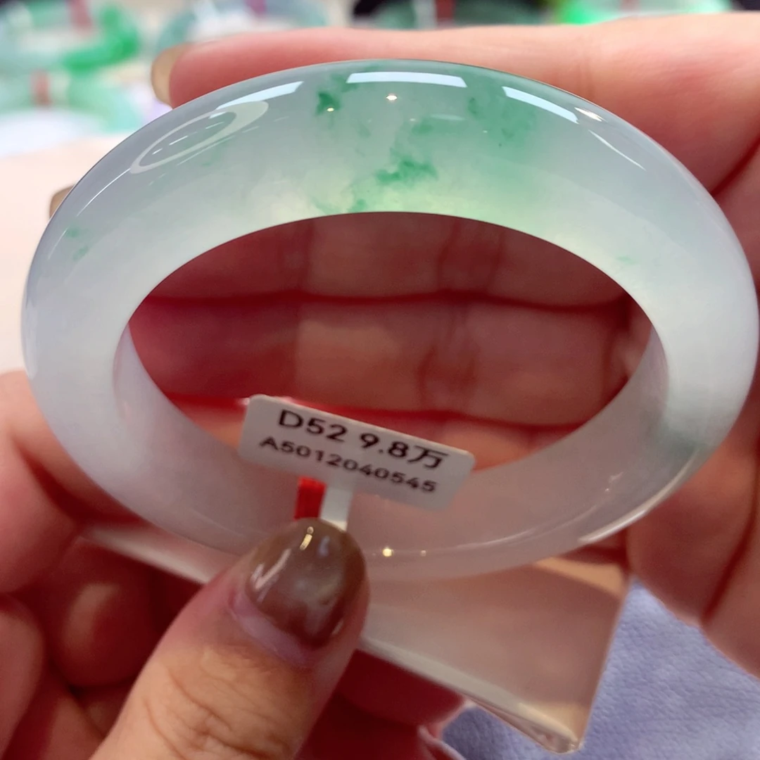 未镶嵌手镯翡翠冰飘绿强推2号11