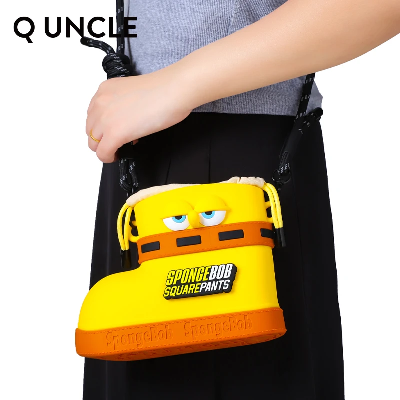 Q UNCLE海绵宝宝雨靴斜挎包女士休闲单肩包可爱新潮新款