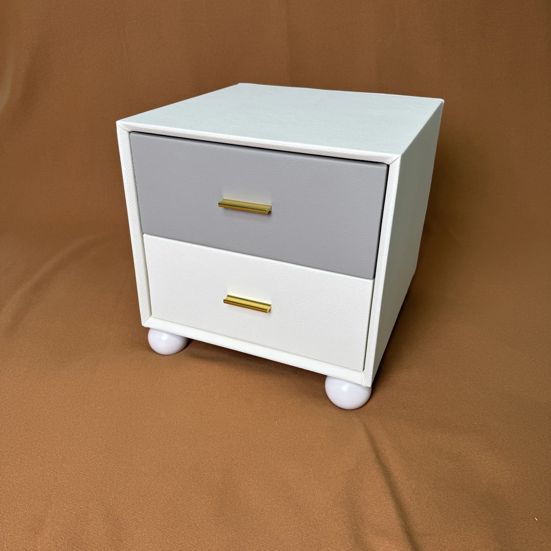 实木床头柜灰色柜子家用软包轻奢简约抽屉式儿童箱体床