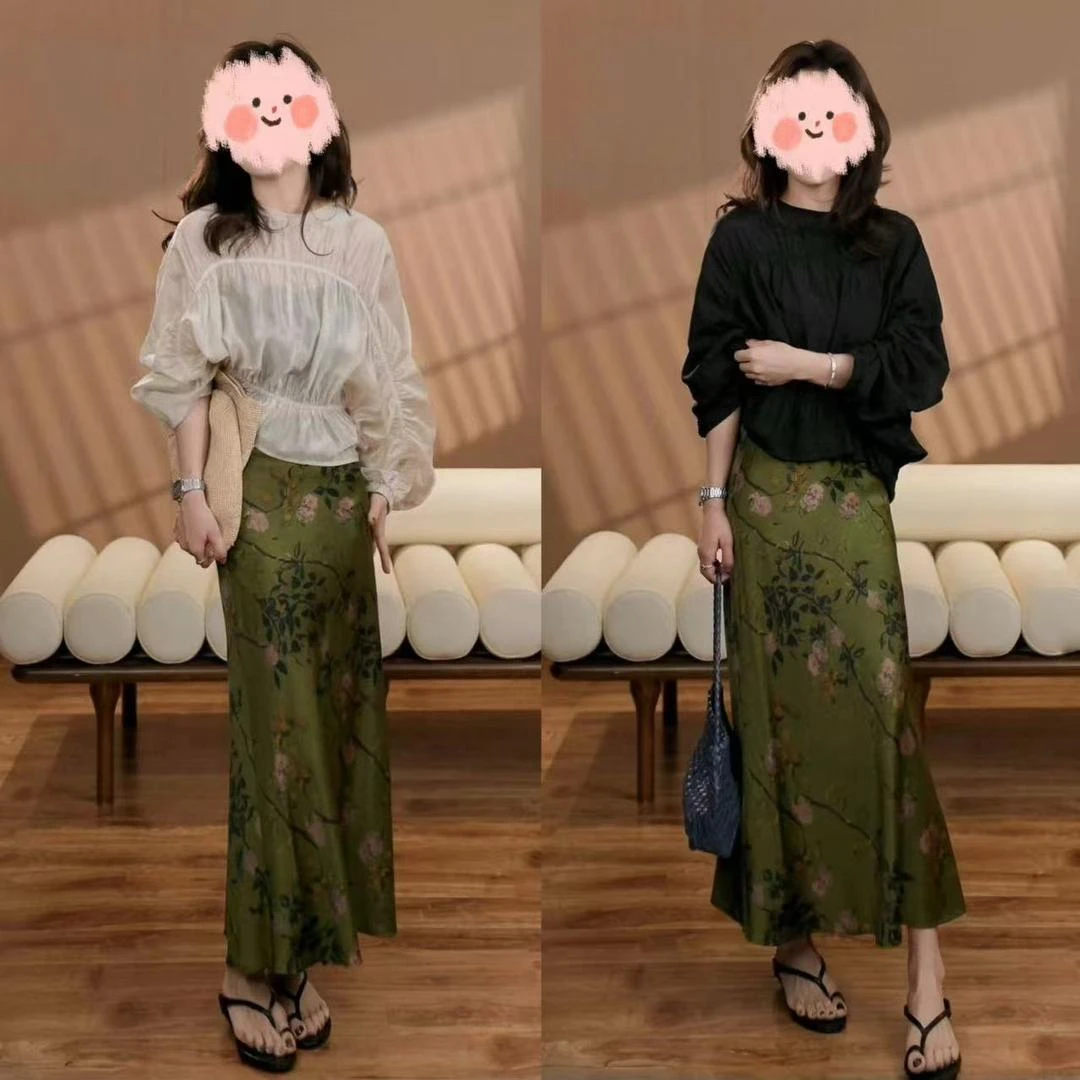 洋气衣服女2025夏季设计感长袖防晒罩衫上衣百搭花朵半身裙套装女