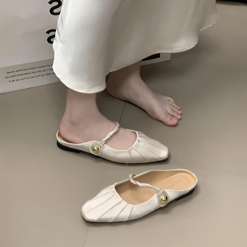 法式晚晚风半拖鞋女2025年夏季新款简约百搭仙女风气质包头穆勒鞋