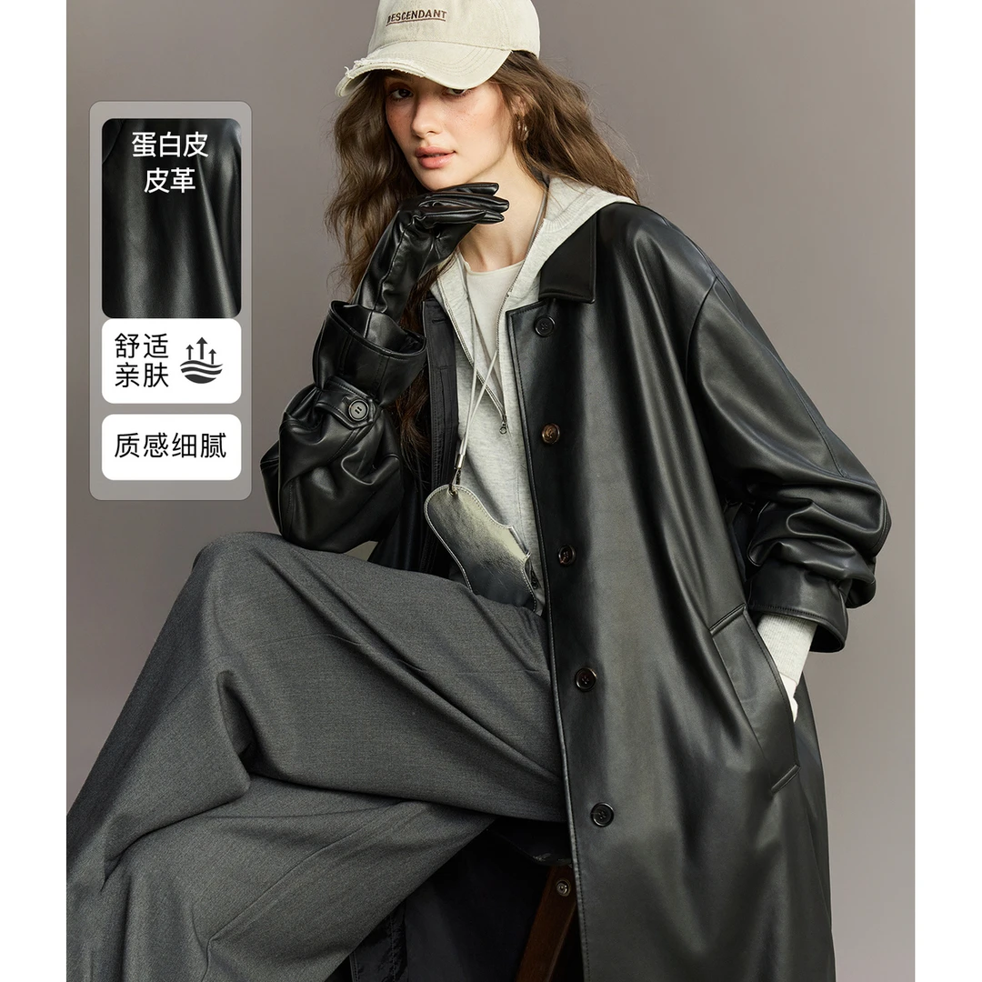 NAGUAGU/南瓜谷【黑胶唱片】定制油蜡蛋白皮女装皮衣FY3PY0498-A
