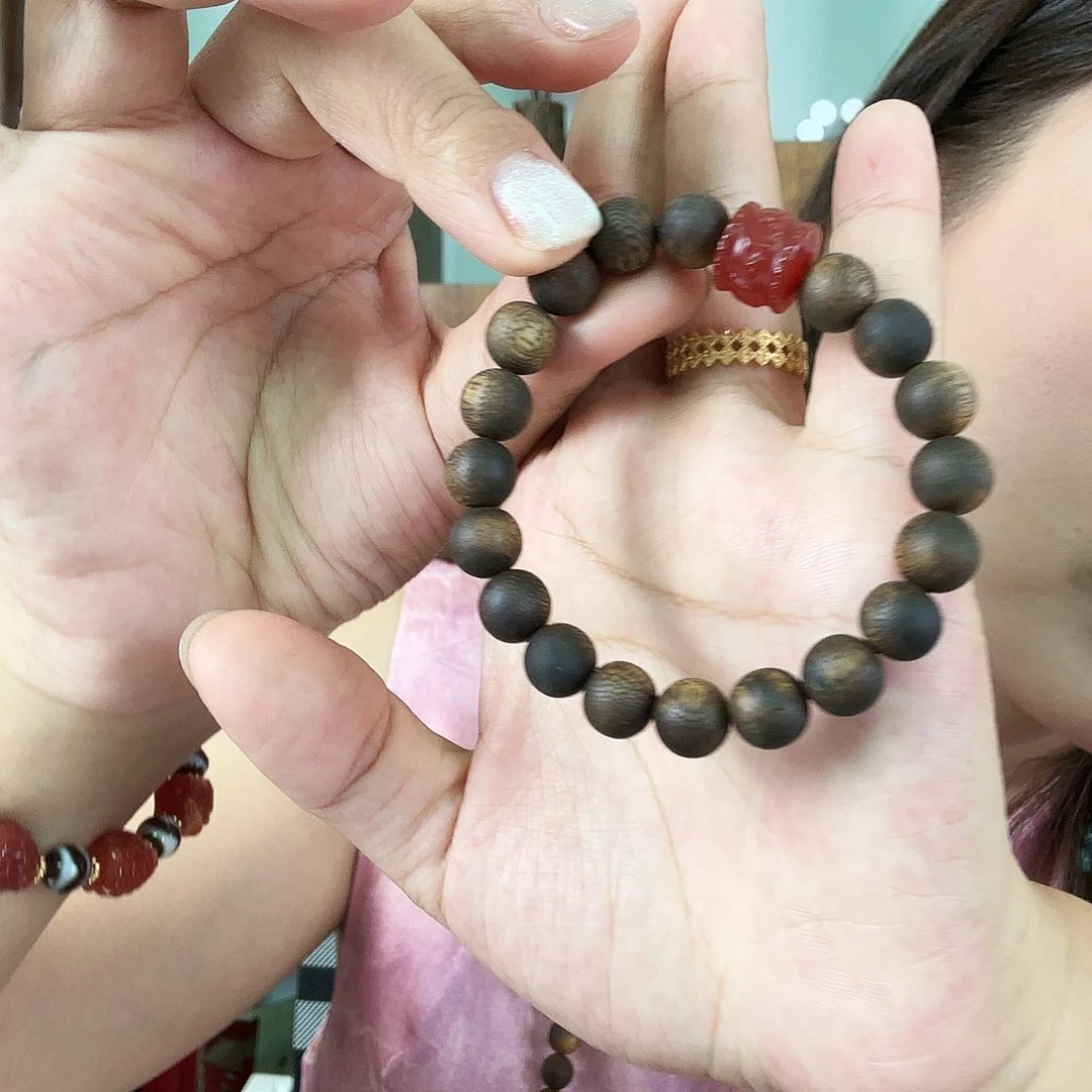 手串沉香棋楠沉香diy玛瑙单圈