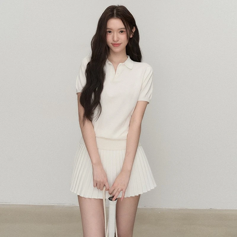 OIOI ESSE/"夏日跃动" 经典polo衫夏季气质百搭复古针织T恤短袖女