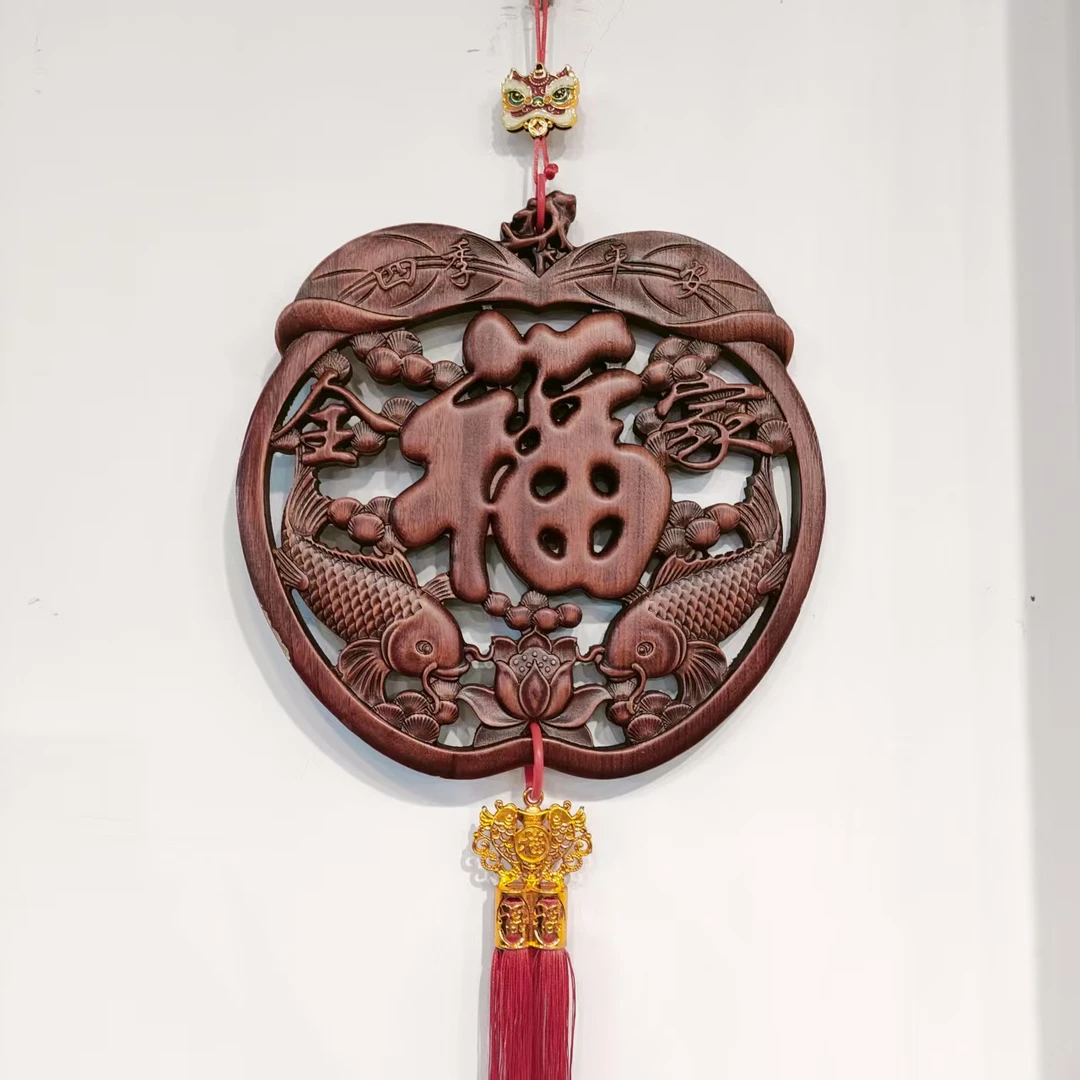 香樟木四季平安全家福挂件带流苏 尺寸28*28*2cm
