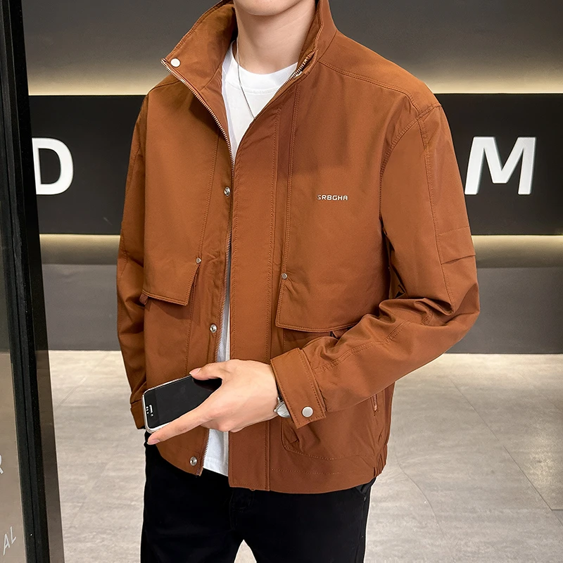 男士时尚夹克翻领门襟设计秋春新款潮上衣百搭青年春秋衫外套上衣