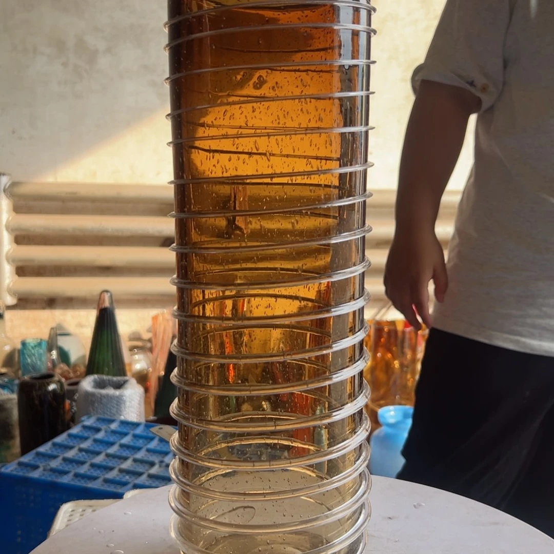 茶色渐变高度38琉璃花器摆件微瑕