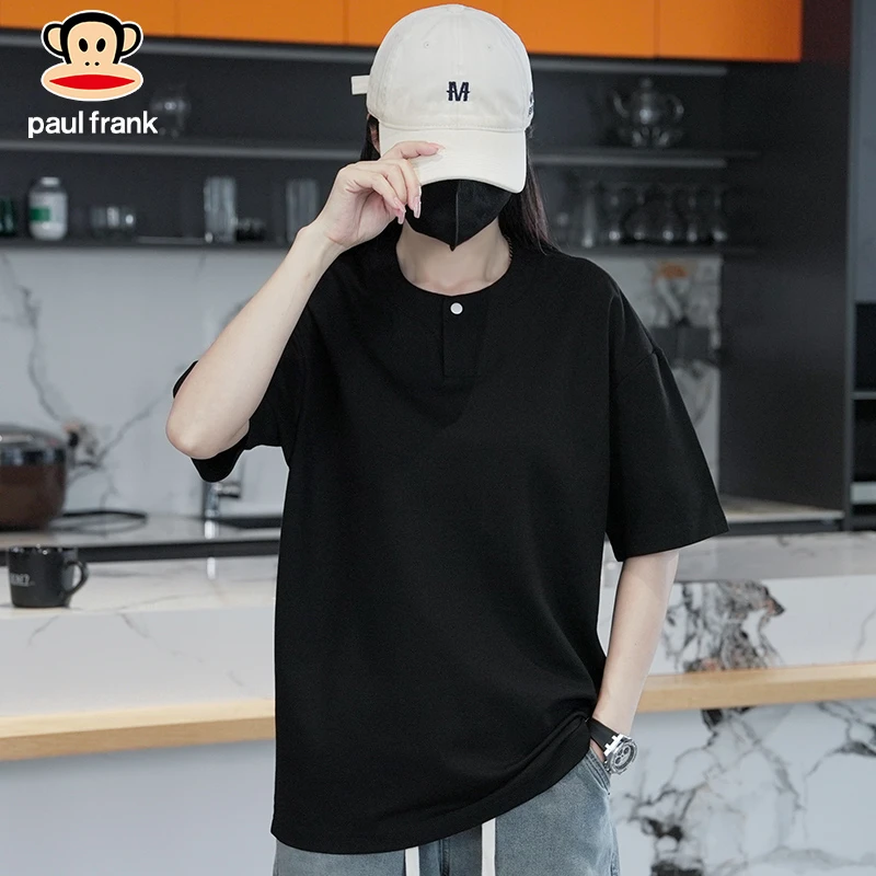 paul frank/大嘴猴2025夏季新款短袖t恤纯色时尚薄款百搭上衣男士