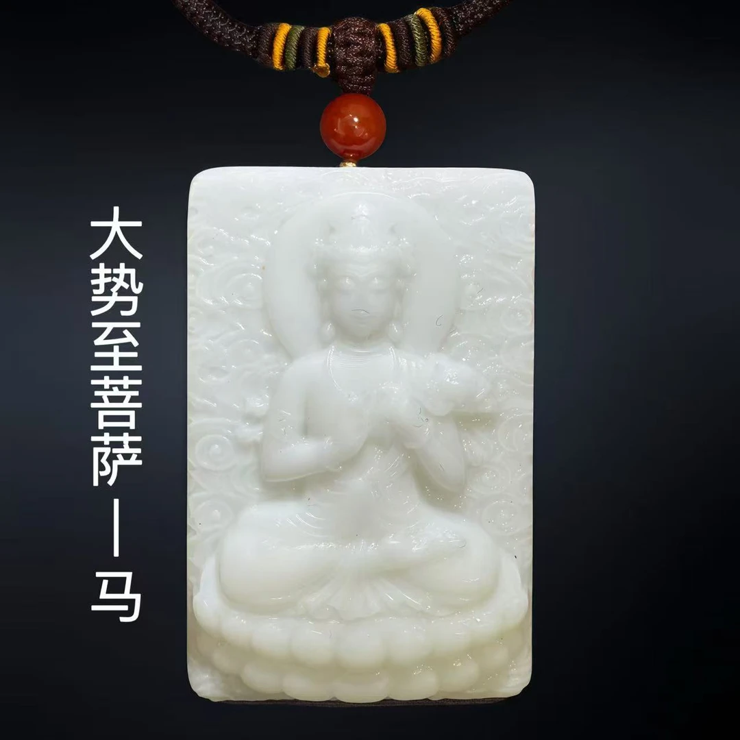 皓佑|和田玉羊脂白八大守护神吊坠|思