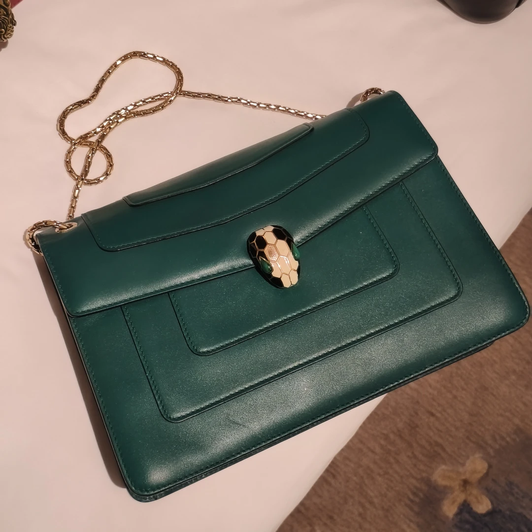95新 BVLGARI/宝格丽 包展专属 宝格丽祖母绿蛇头包大号