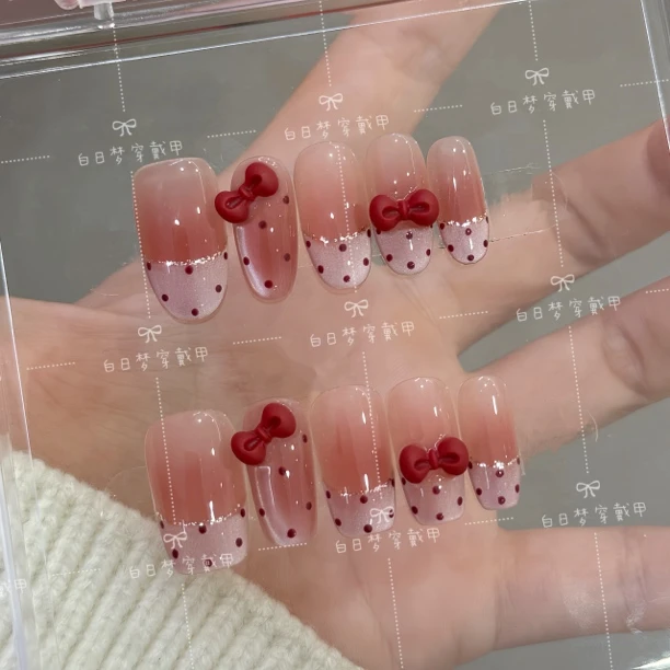 【可可小姐】2025新款KT蝴蝶结猫眼穿戴甲显白贴片