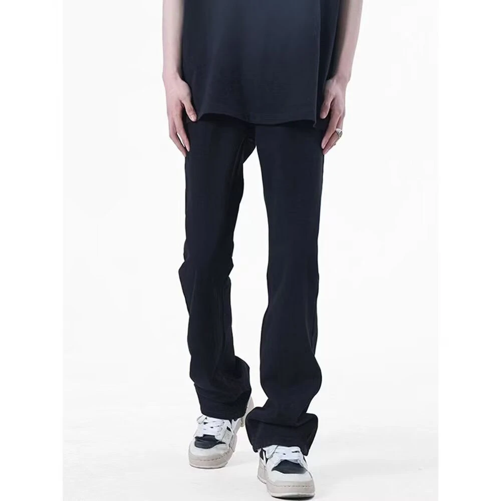 美式高街简约基础款水洗做旧宽松直筒高腰百搭垂感微喇牛仔裤