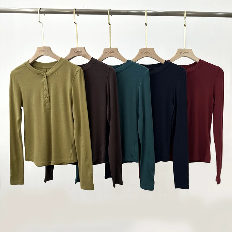 【刻度KODU】WX-4902早春时尚百搭舒适柔软亨利衫轻薄弹力打底衫