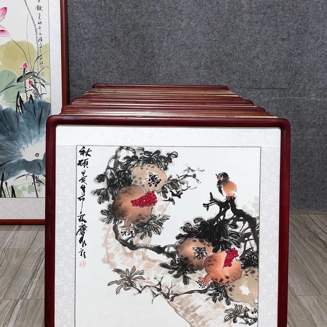 国画书画作品带框63×63