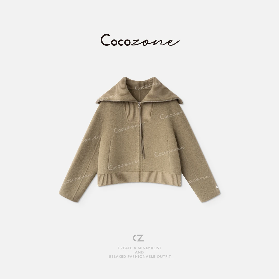 COCO ZONE 刘一一  【绵羊毛混纺】大翻领随性毛呢外套 CD2A1763