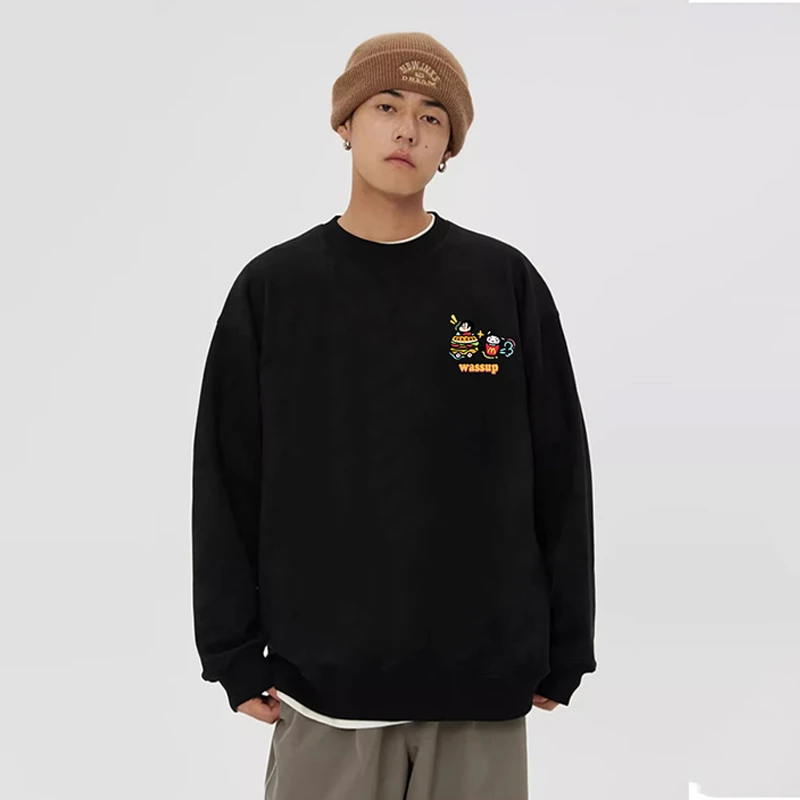 WASSUP卡通小新重磅卫衣男士秋冬2025新款潮流百搭情侣圆领上衣服