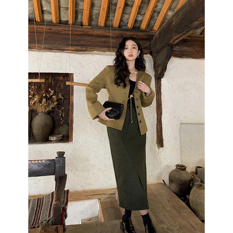 【3折断码  闭店福利】任小艺设计收腰显瘦双面尼羊毛大衣气质