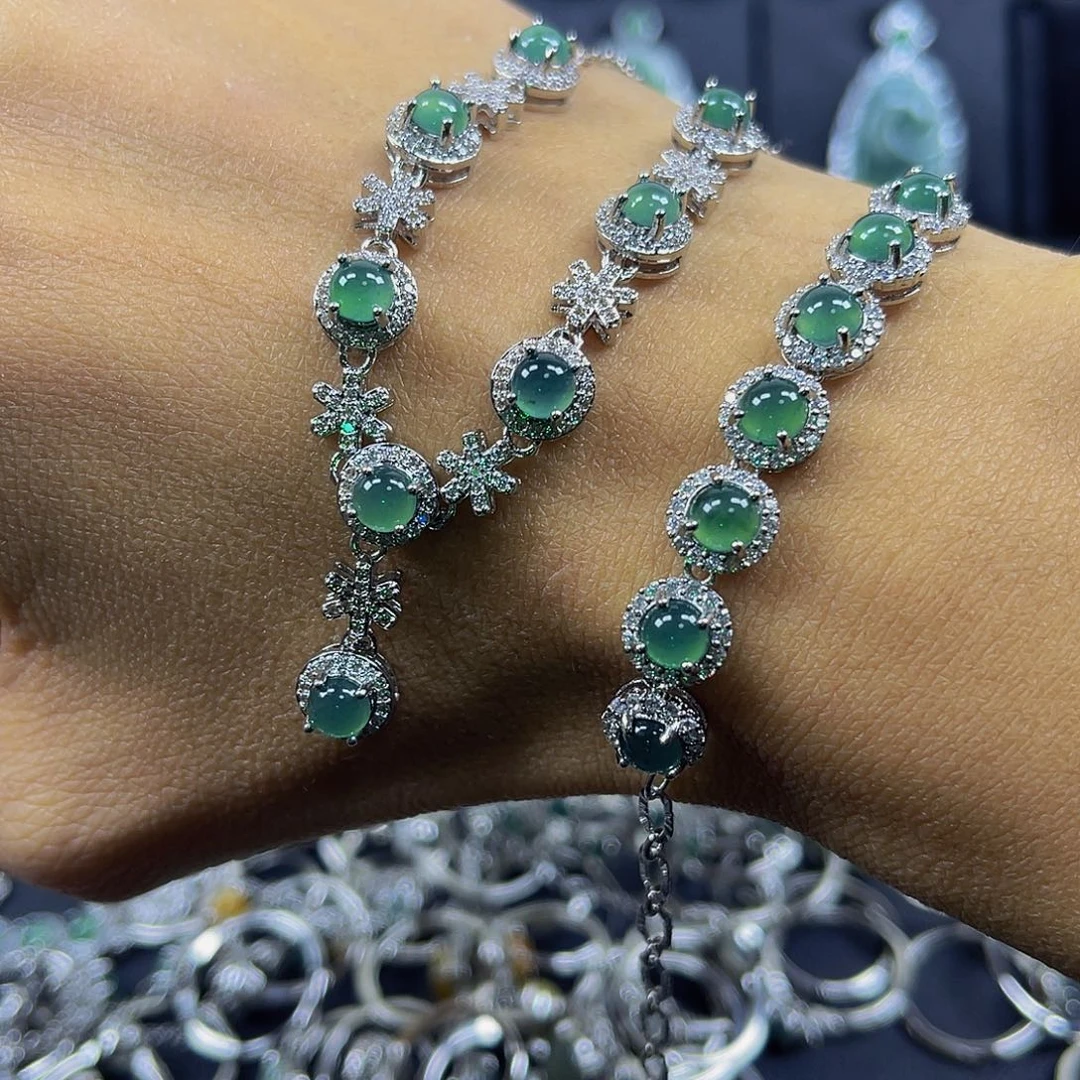 颈饰银S925镶嵌翡翠