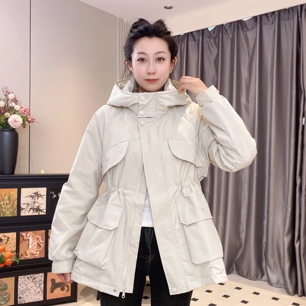 秋冬薄棉保暖秋季新款纯色通勤连帽中长款宽松休闲百搭风衣273#