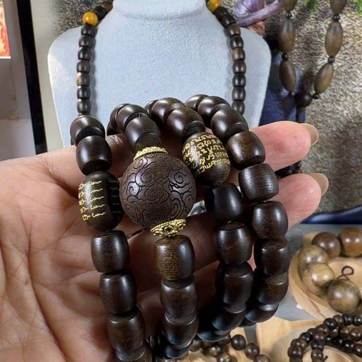 沉香手串蟹*白棋玉化