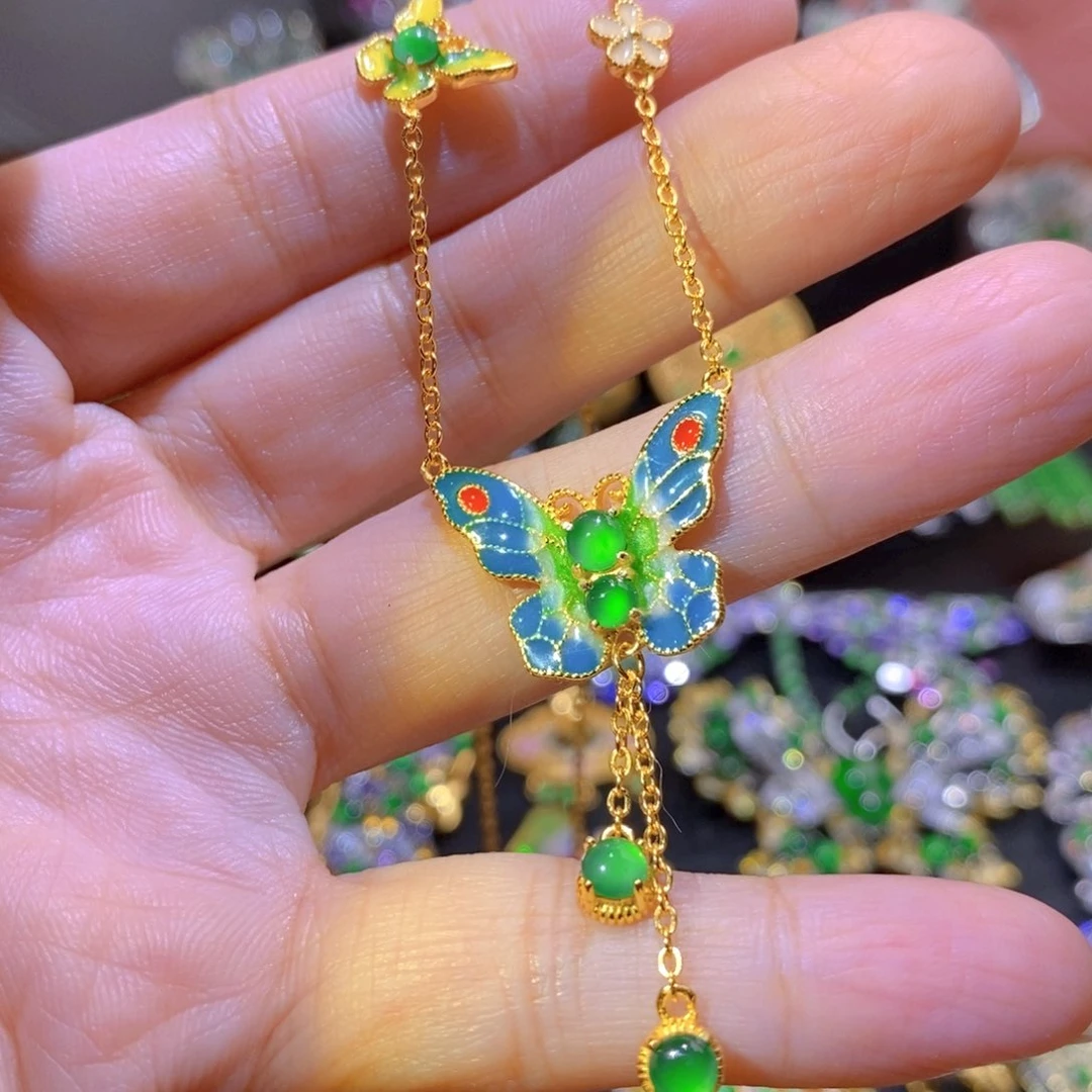 吊坠(不含链)银S925镶嵌翡翠