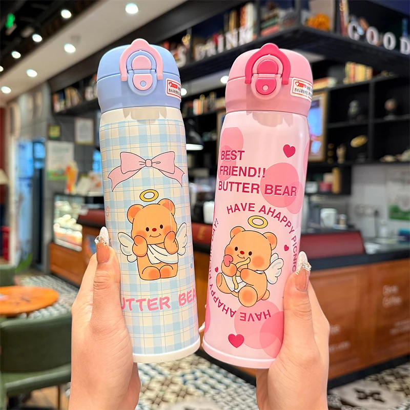 儿童保温杯男女孩上学专用水杯女生2025新款双饮吸管杯子学生水壶