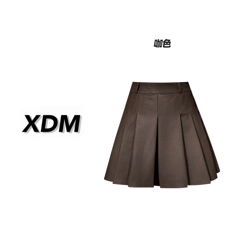 PU皮裙短款百褶裙高腰短裙秋季大码女孩显瘦半身裙3005
