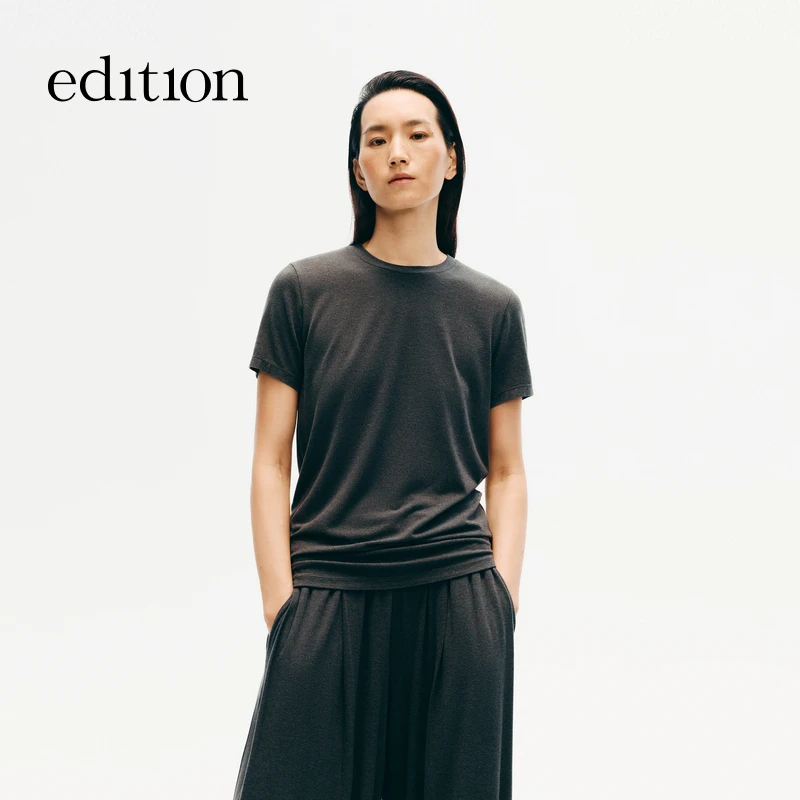 【商场同款】edition2025冬季新款毛感针织短袖T恤#EBE4TEE003
