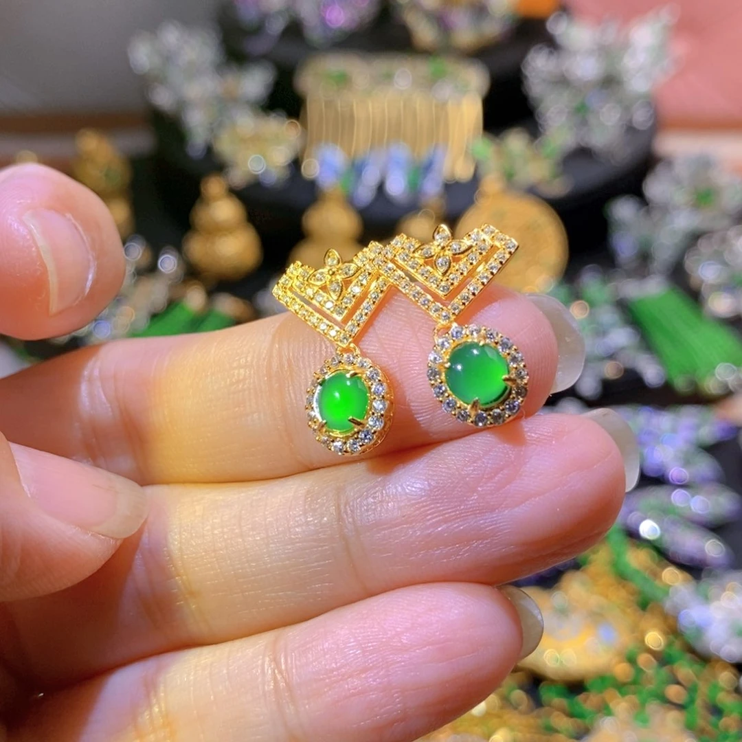 吊坠(不含链)银S925镶嵌翡翠
