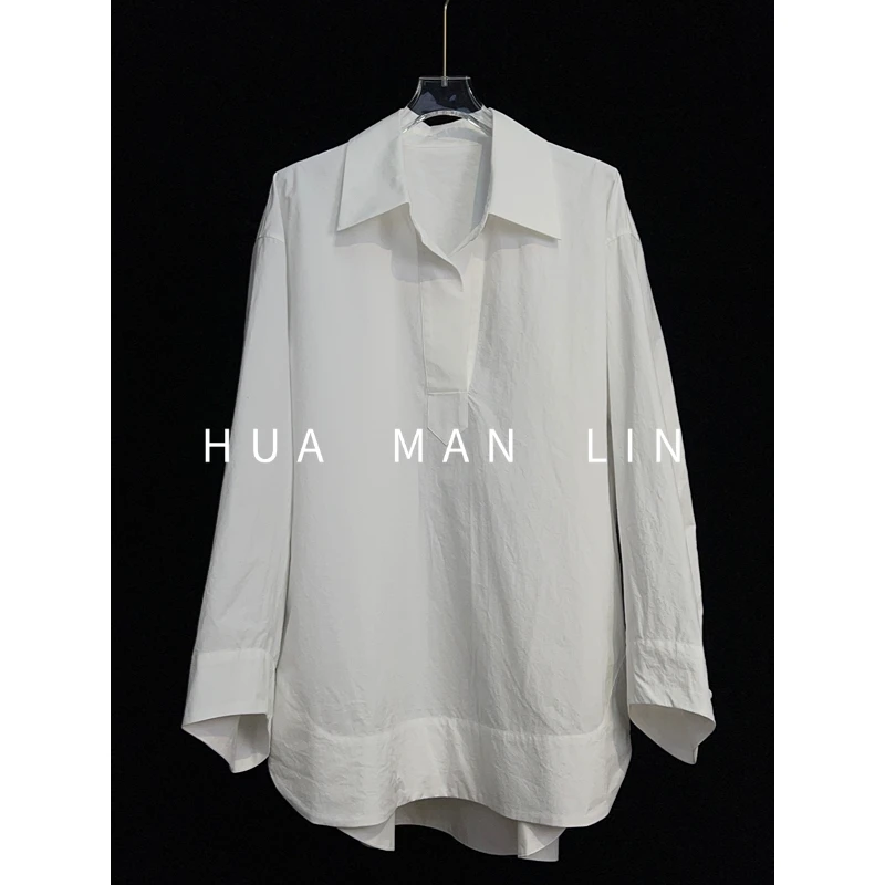 【花滿林】翻领V领前短后长阔版匹马棉上衣258167