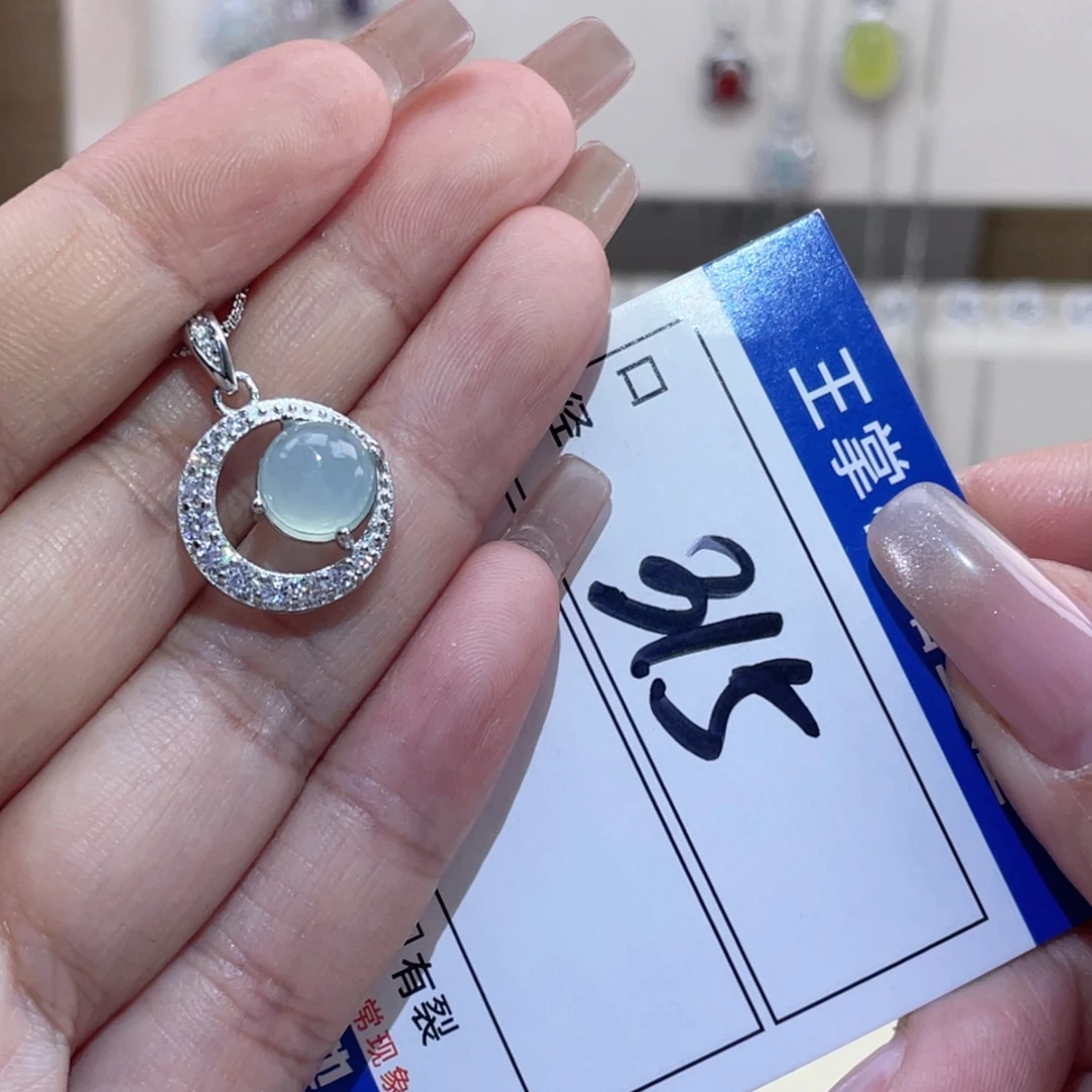 岫玉银S925镶嵌吊坠吊坠