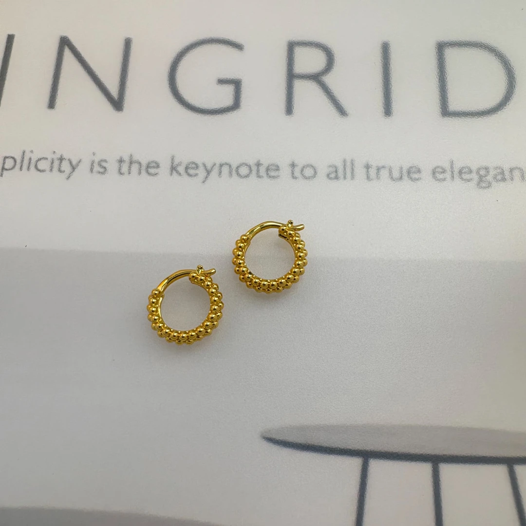 铜合金耳饰 【虞书欣同款】金色巴亚迷你耳环ins风镀18k金耳圈