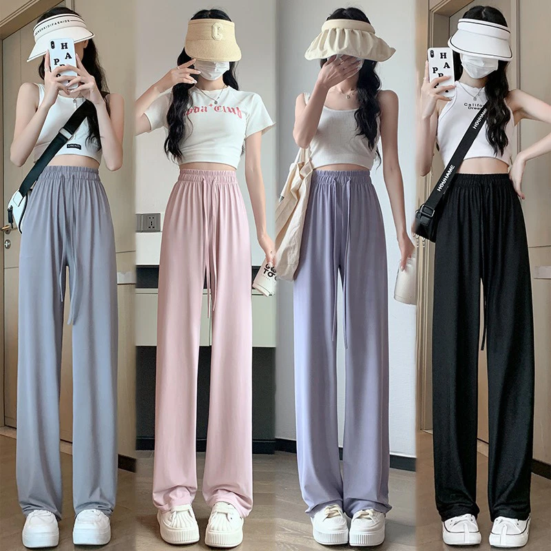 冰丝防晒阔腿裤女2025夏季新款薄款显高显瘦休闲裤简约宽松防晒裤