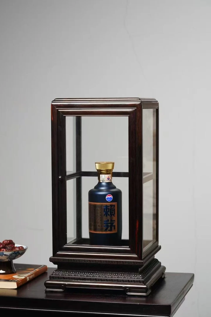 老挝大红酸枝玻璃柜独板可拆卸文玩展示柜  规格:   29×29×45