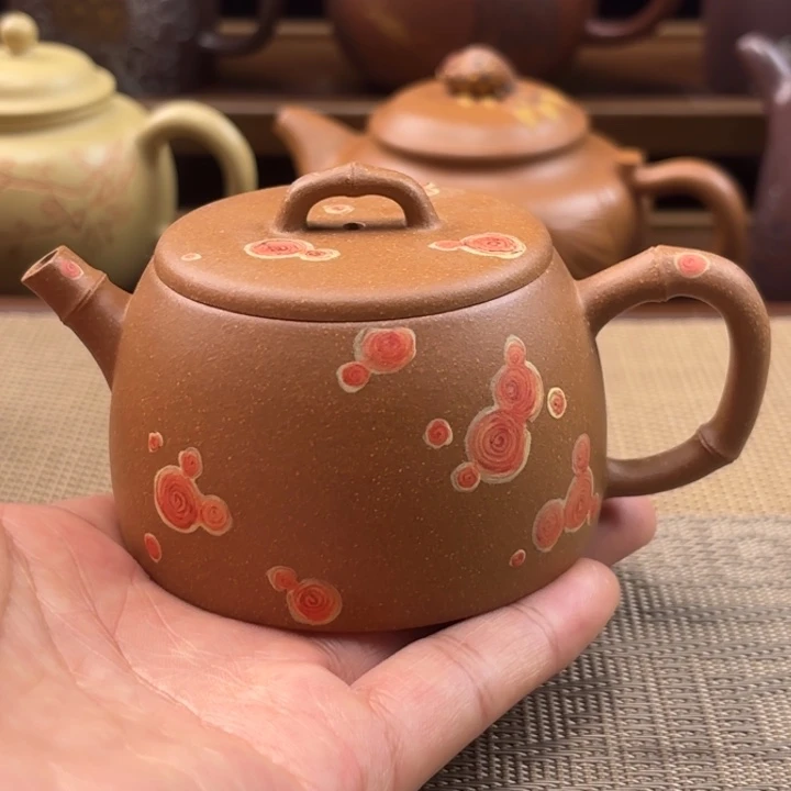 紫砂茶壶节节高升原矿黄降坡