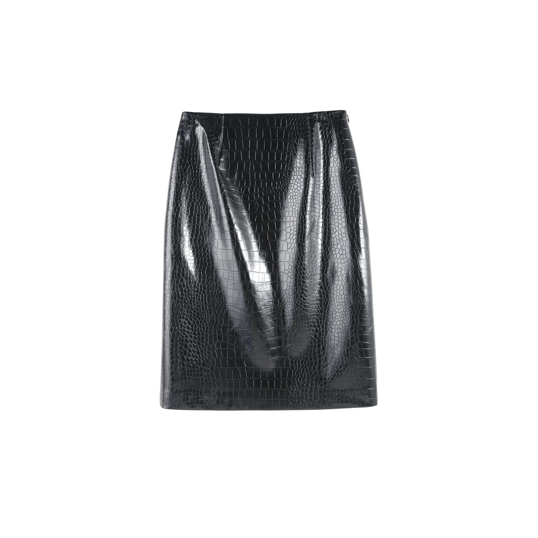 2025初秋新款欧美ins辣妹风pu皮半裙女百搭包臀半身裙SHBZW651981