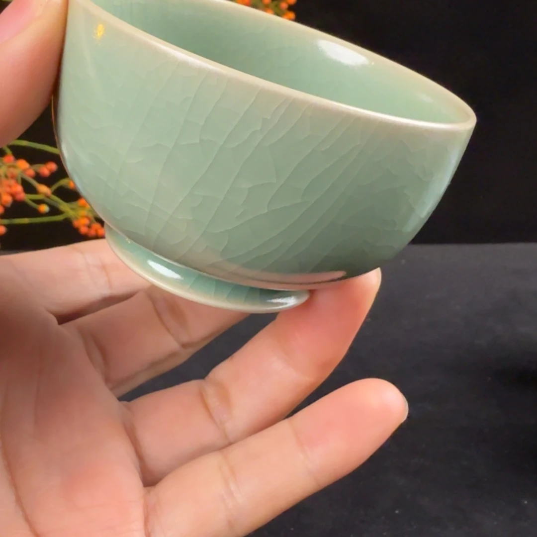 摆件汝瓷青绿釉罗汉杯