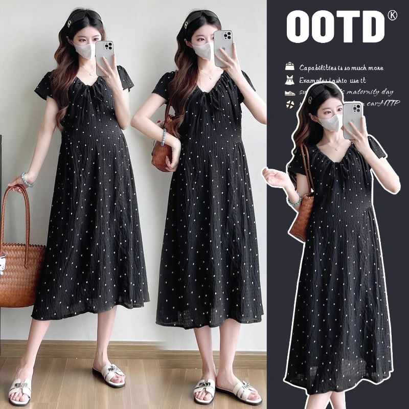 2025孕妇夏款新款时尚洋气连衣裙宽松气质显瘦大码夏季中长款裙子