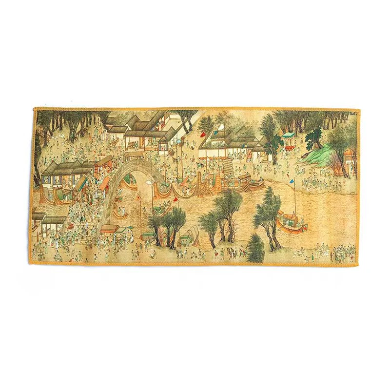 清明上河图风格千里江山茶席高档茶巾茶桌垫布3166特惠轻奢中式
