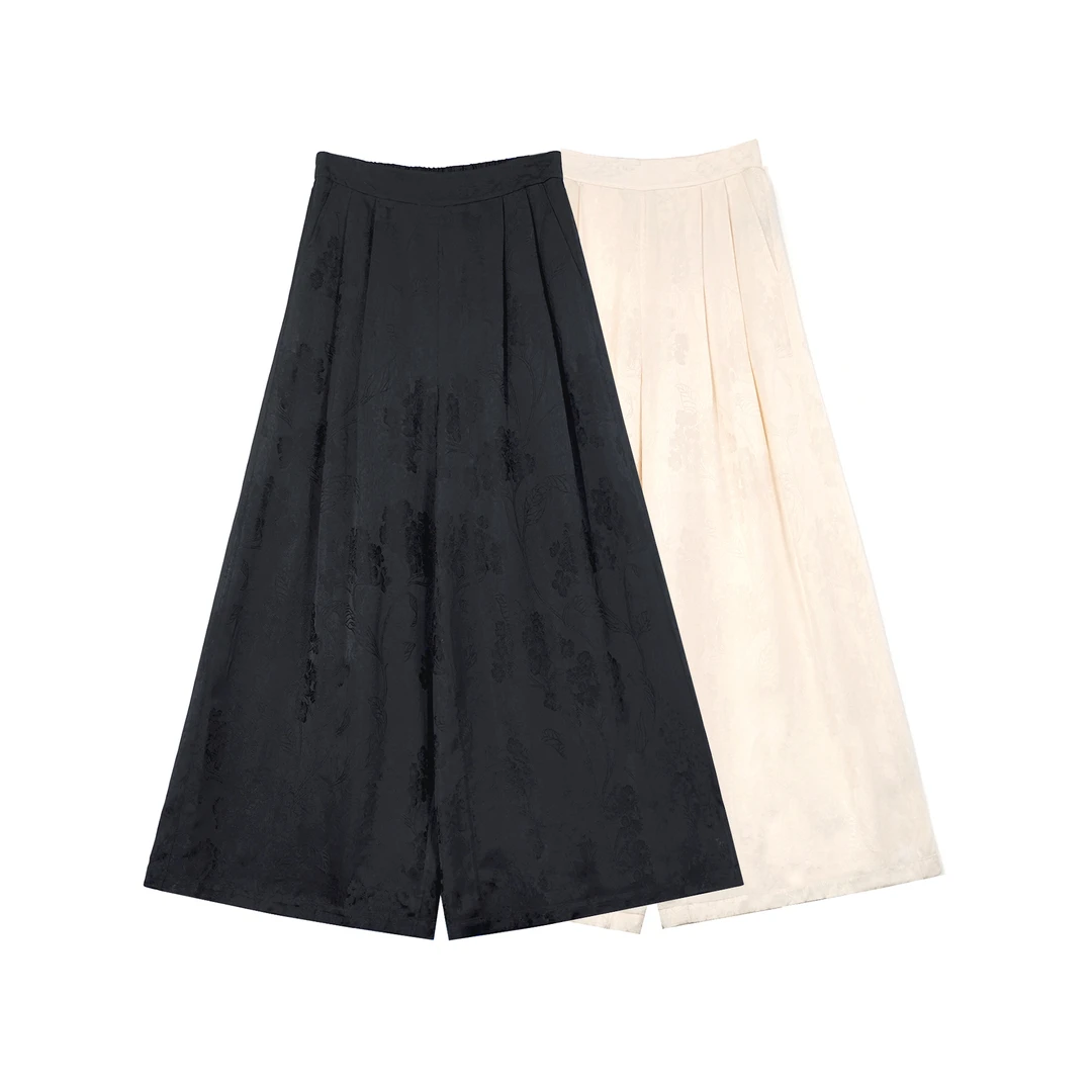 2025夏季新款宽松中国风香云纱桑蚕丝时尚休闲甩腿裤BC252313