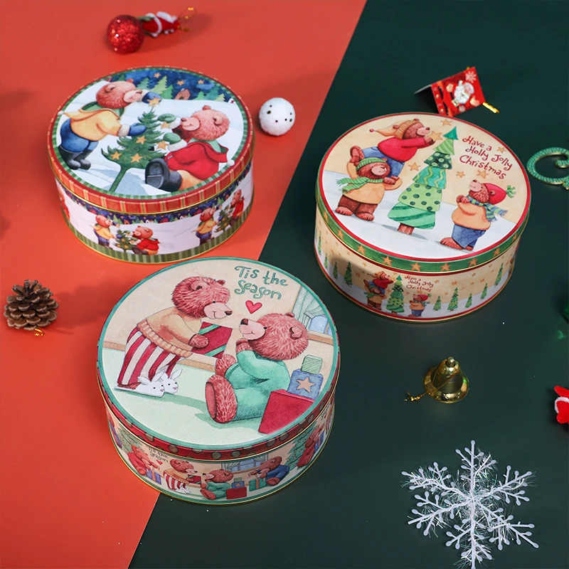 儿童可爱糖果零食小铁盒子圆形硬币收纳盒曲奇饼干铁皮盒精致空盒