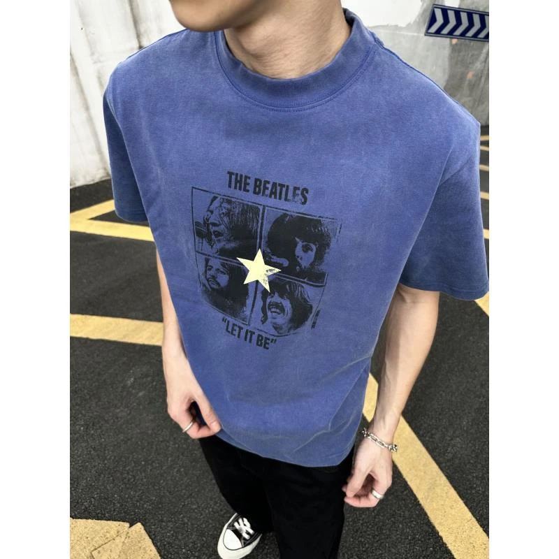 【EME】25SS蜡染棉水洗做旧复古工艺潮流印花圆领百搭夏季短袖T恤