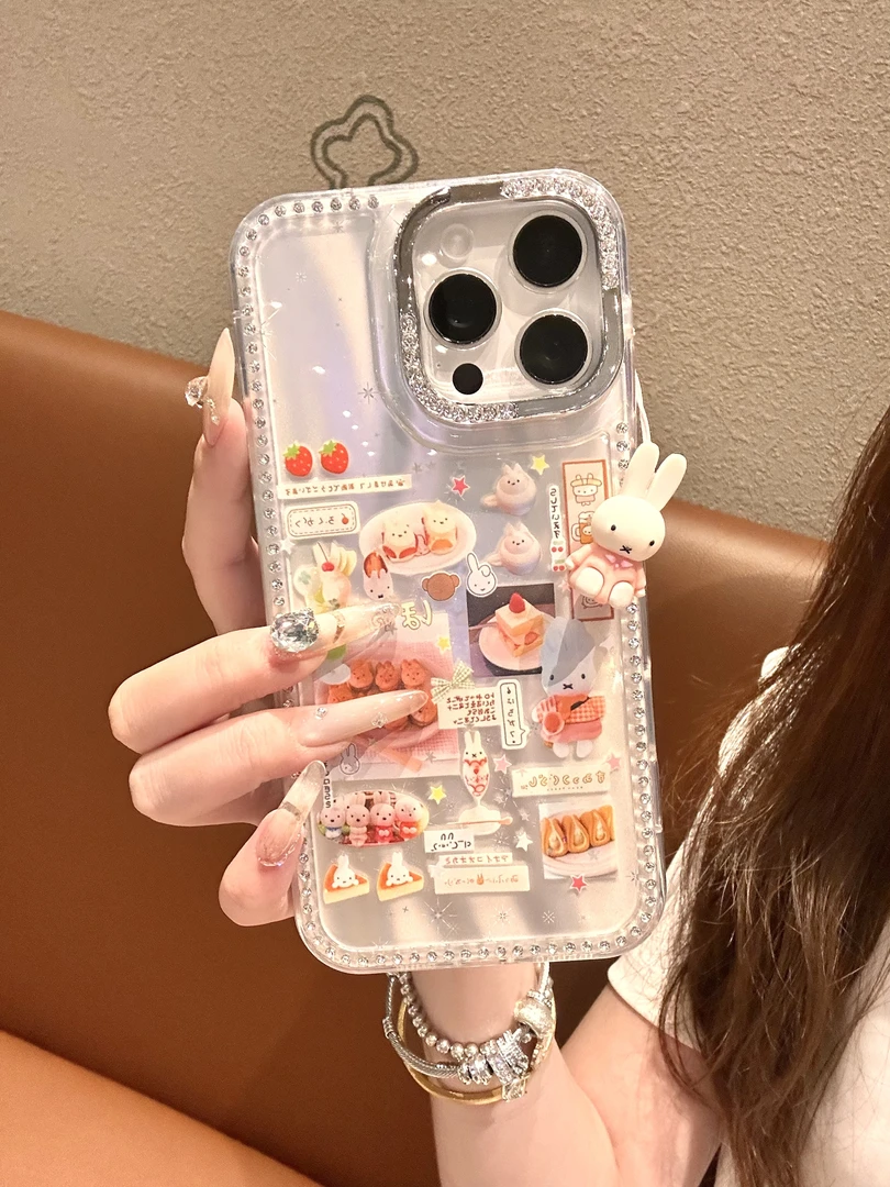 【自带相机保护按键】可愛米菲兔适用苹果16/15/14/13防摔手机壳