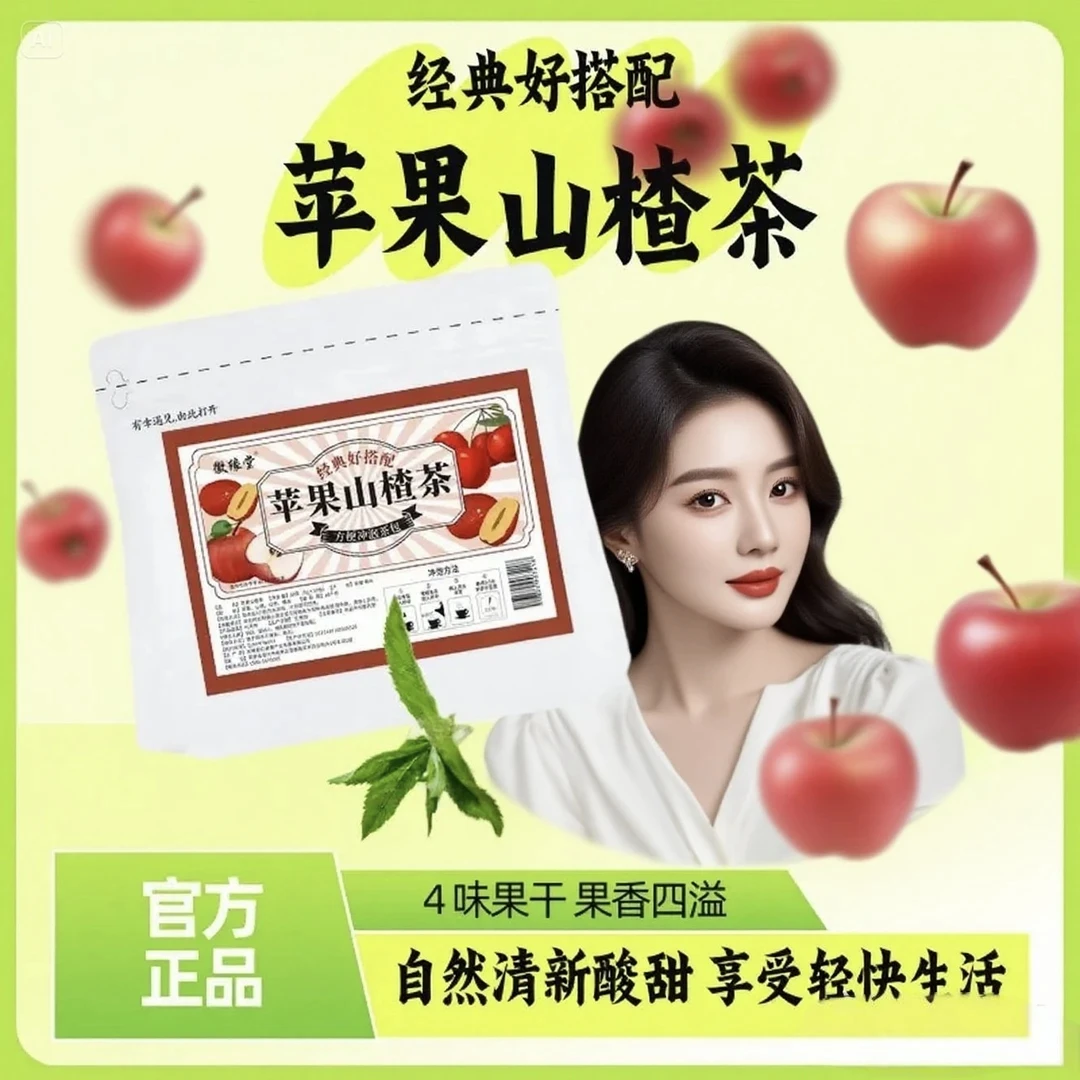 苹果山楂红枣陈皮水果组合型花茶可冷热双泡饮品优质食材配比