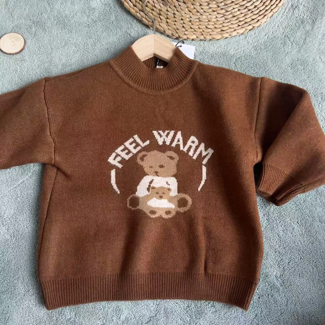 新款时尚女童童装儿童打底上衣百搭潮春秋款针织套头圆领毛衣