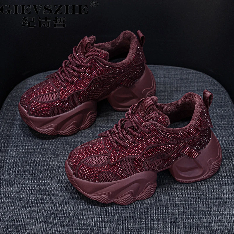 纪诗哲满天星水钻老爹鞋女款2025新款厚底内增高时尚百搭气质女鞋
